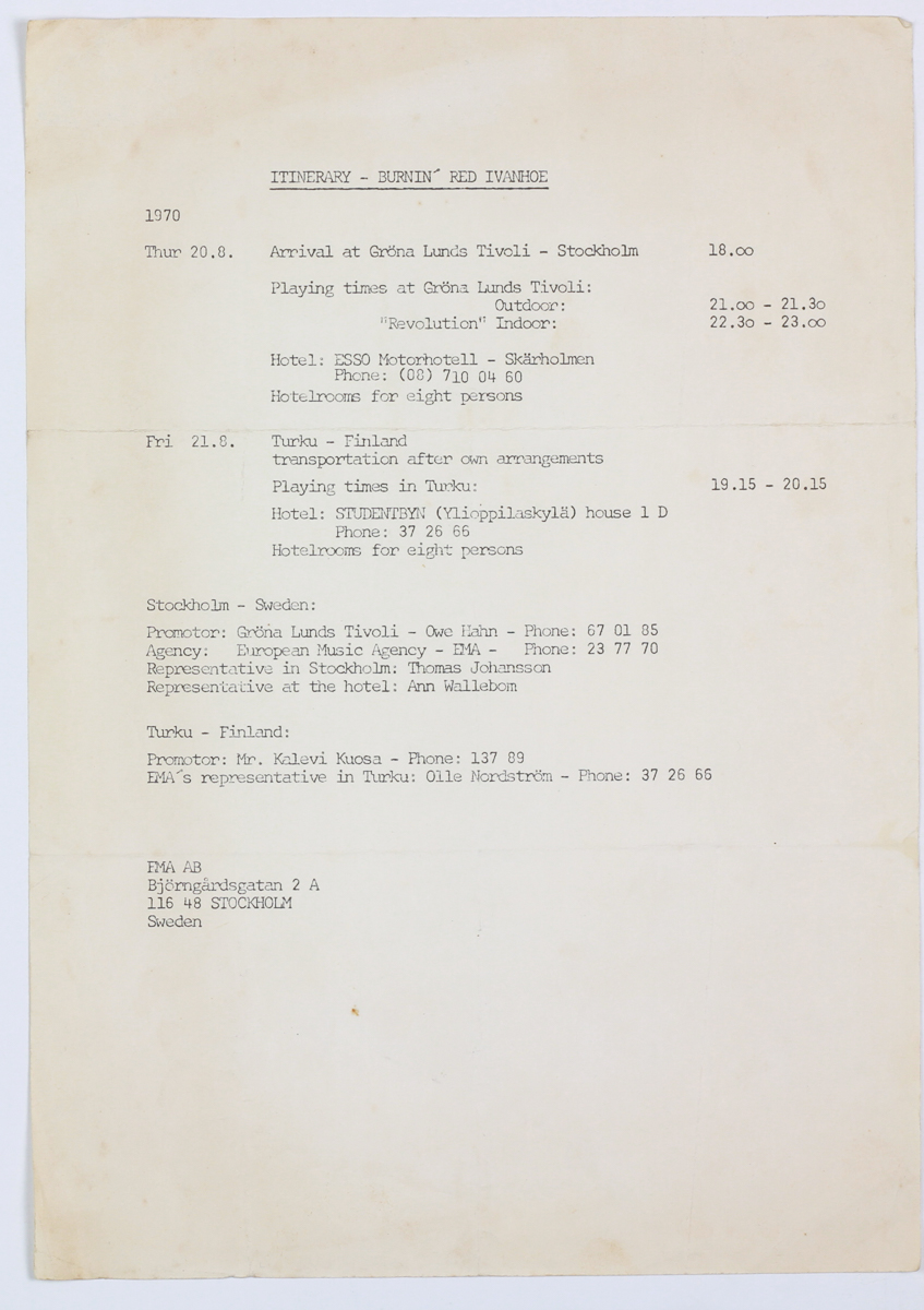 Kontrakter I Tour plan (BRI) 1970-08-20